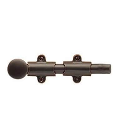 Emtek 6 in. Surface Bolt with 3 Strikes, Flat Black 8511US19
